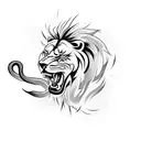 snake fighting a lion  tattoo design idea
