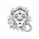 snake fighting a lion  tattoo design idea