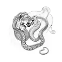 snake fighting a lion  tattoo design idea