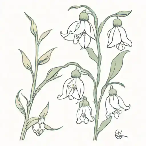 snowdrops, sweet pea, larkspur flowers intertwined tattoo design idea