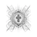 A heartbeat waveform forming the shape of a cross tattoo design idea