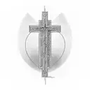 A heartbeat waveform forming the shape of a cross tattoo design idea