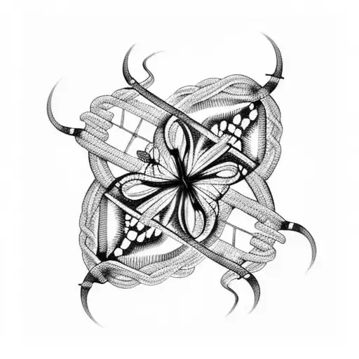 DNA double helix intertwined with a butterfly wing tattoo design idea