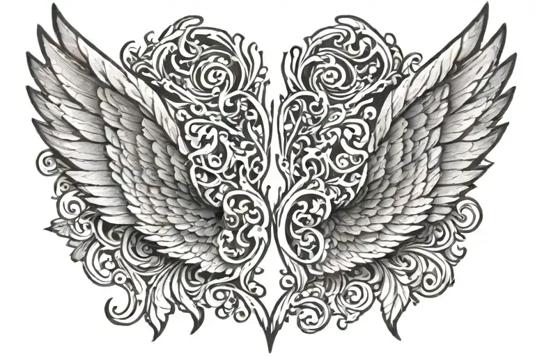 Angel wings spread wide tattoo design idea