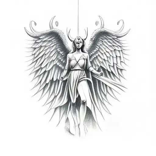 devil and angel with hand tattoo design idea