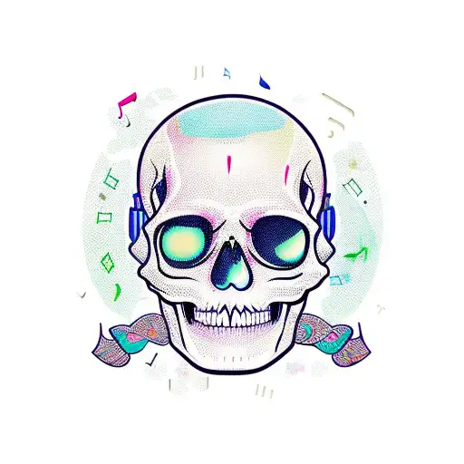 music skull family tattoo design idea
