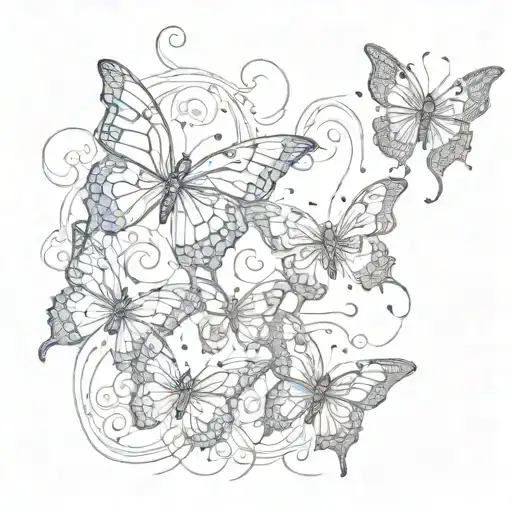 red butterflies fineline tattoo design idea