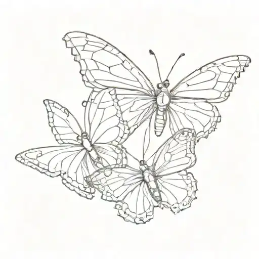 red lined butterflies fineline tattoo design idea