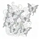 red butterflies fineline tattoo design idea