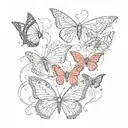 red butterflies fineline tattoo design idea