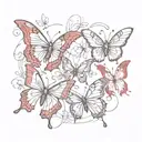 red butterflies fineline tattoo design idea