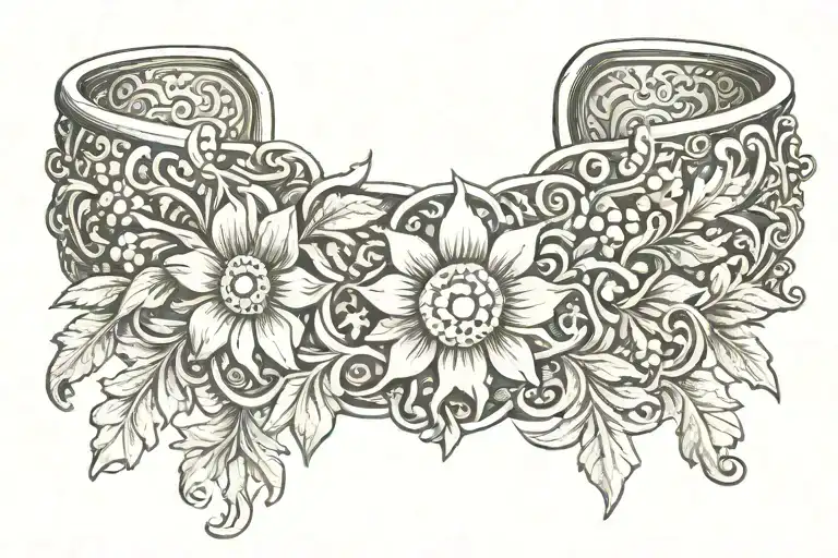 Makosh amulet, capricorn and edelweiss flowers in the form of a bracelet on the wrist tattoo design idea