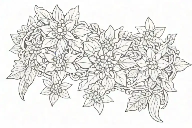 Makosh and edelweiss in the form of a bracelet on the wrist tattoo design idea