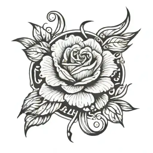 caligraphy tatto that says Marina with a rose at the end tattoo design idea