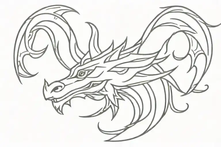 viking style dragon curved around side of the head tattoo design idea