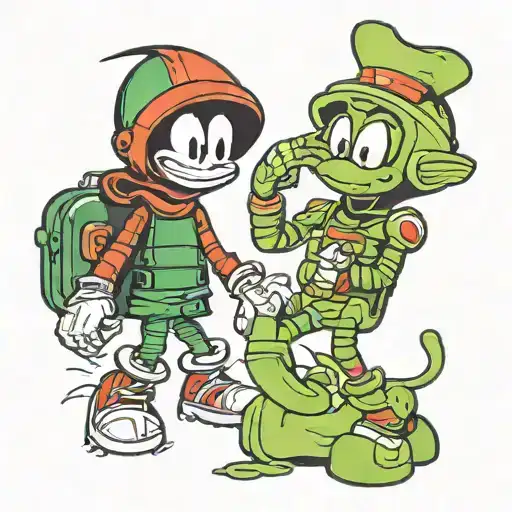 Calvin and Hobbes meeting marvin the martian  tattoo design idea