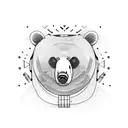 Bear sitting at a table sanding it with binoculars around his neck tattoo design idea