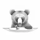 Bear sitting at a table sanding it with binoculars around his neck tattoo design idea