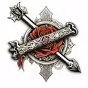 Masculine black and grey arm full sleeve, needs to include an animal, monopoly man, roses, dice, a cross, and some arabi tattoo design idea