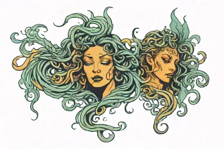 back tattoo crying medusa smoking a blunt tattoo design idea