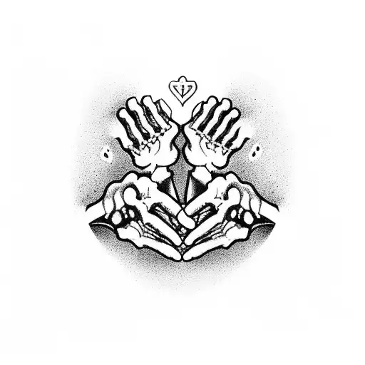 two skeleton hands holding hands coming out of a grave inscribed "boof in peace" tattoo design idea