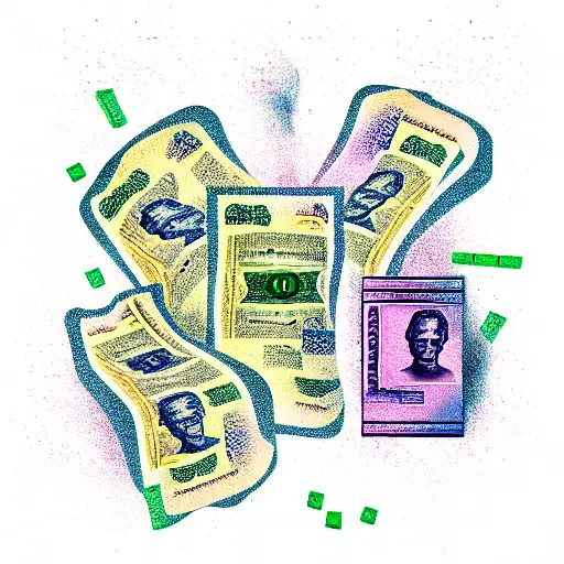 money and drugs tattoo design idea