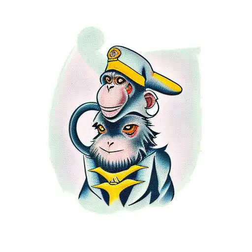 monkey with a cut throat razor tattoo design idea