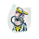monkey with a cut throat razor tattoo design idea