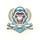 monkey with a cut throat razor tattoo design idea