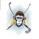 monkey with a cut throat razor tattoo design idea