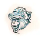 monkey with a cut throat razor tattoo design idea