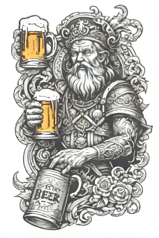 beer god tattoo design idea