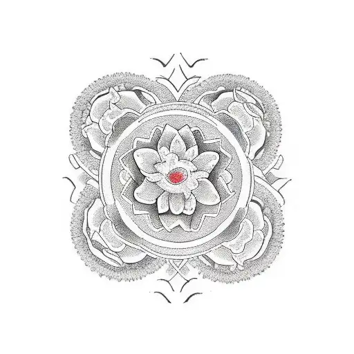 circle wreath flowers with 3 angel for men tattoo design idea