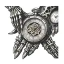 skeleton hand clock tattoo design idea