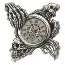 skeleton hand clock tattoo design idea