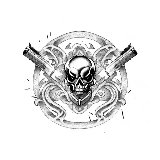cowboy skulls snakes guns tattoo design idea