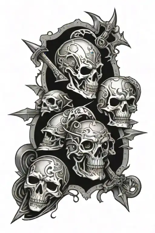 undead army with empty shields tattoo design idea