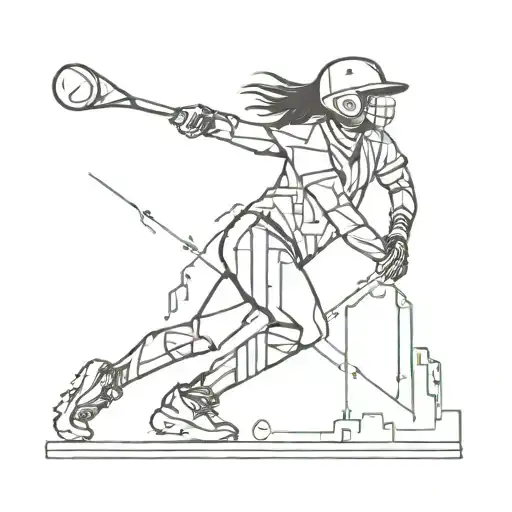 Softball player silhouette with a circuit board pattern in the background tattoo design idea