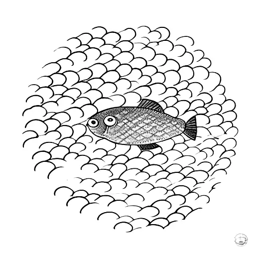 A school of colorful fish swimming in a circle formation tattoo design idea
