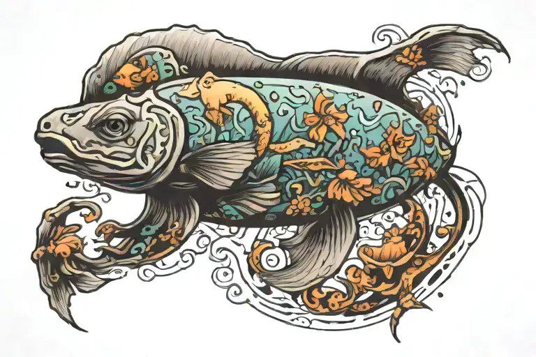 human in the aquarium tank   tattoo design idea