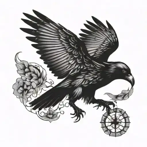crow flying tattoo design idea