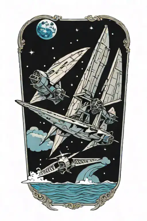 Star Wars ship flying tattoo design idea