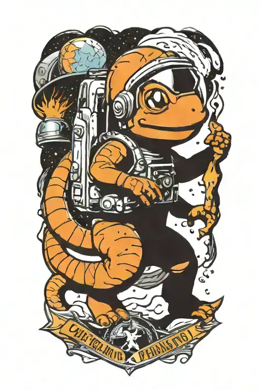 Charmander astronaut  tattoo design idea