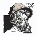 Charmander gas mask tattoo design idea