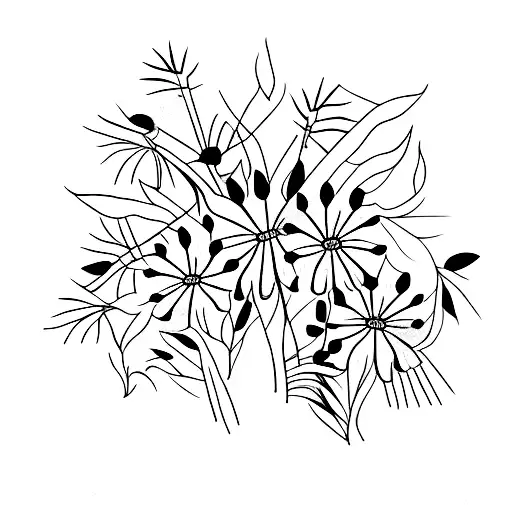 cornflowers with one wheat  tattoo design idea