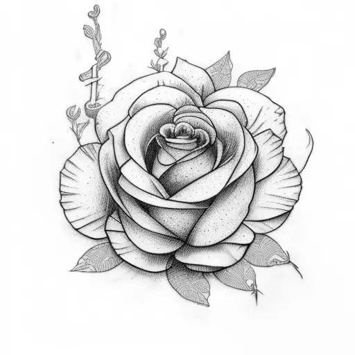 Flowers with the initials, A, and E tattoo design idea
