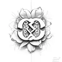 Flowers with the initials, A, and E tattoo design idea