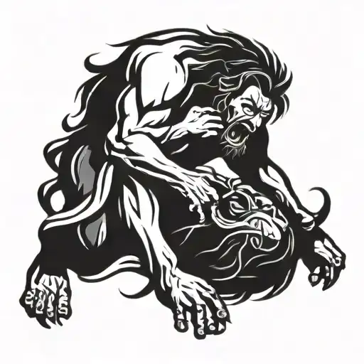 Samson strangling a lion (Brazilian jiu jitsu inspiration tattoo design idea