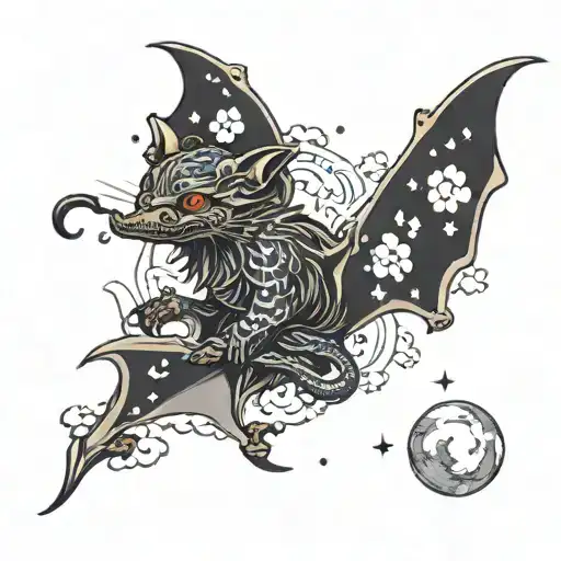 celestial bat tattoo design idea