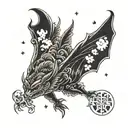 celestial bat tattoo design idea